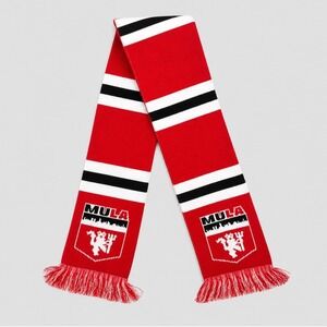 Ruffneck Scarve Manchester United MULA Soccer Scarf Red White Black Striped Knit